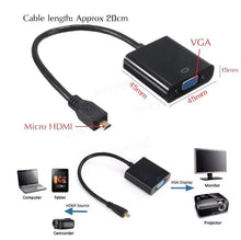 Load image into Gallery viewer, 1080P Micro HDMI VGA Adapter Male to Female Cable Converter Unbranded