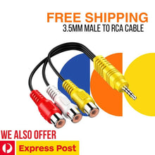 Load image into Gallery viewer, 2pcs 3.5mm Male to RCA Female Cable Composite Stereo Audio AV Adapter Cord