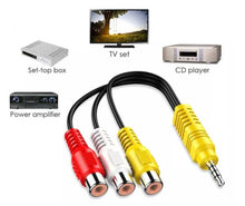 Load image into Gallery viewer, 2pcs 3.5mm Male to RCA Female Cable Composite Stereo Audio AV Adapter Cord