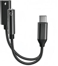 Load image into Gallery viewer, 2-in-1 60W Fast Charging USB Type C to 3.5mm Headphone Jack Dongle Cable