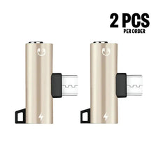 Load image into Gallery viewer, 2PCS 2-in-1 Type C to USB C 3.5mm Audio Jack Headphone AUX Data & Charge Adapter