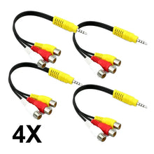 Load image into Gallery viewer, 4PCS 3.5mm Male to RCA Female Cable Composite Stereo Audio AV Adapter Cord