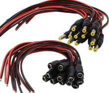 Load image into Gallery viewer, 5 pair 12V 5.5mmx2.1mm Male+Female DC Power Socket Jack Connector Cable Plug Wire Unbranded