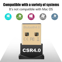 Load image into Gallery viewer, Bluetooth CSR 4.0 Dongle Driver USB Bluetooth Dongle Bluetooth USB Dongle Win7/8/10 Unbranded