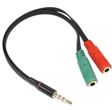 Load image into Gallery viewer, 2X 3.5mm Male Audio Jack to 2 Female Port Mic Headset Adapter Cable Convertor