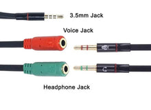 Load image into Gallery viewer, 2X 3.5mm Male Audio Jack to 2 Female Port Mic Headset Adapter Cable Convertor