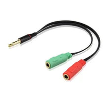Load image into Gallery viewer, 2X 3.5mm Male Audio Jack to 2 Female Port Mic Headset Adapter Cable Convertor