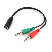 Load image into Gallery viewer, 2X 3.5mm Male Audio Jack to 2 Female Port Mic Headset Adapter Cable Convertor