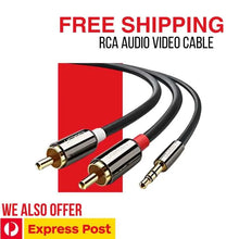 Load image into Gallery viewer, 2pcs 3.5mm Audio AUX Stereo to 2 RCA Male Y Cable Converter Adapter Connector