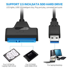 Load image into Gallery viewer, HDD External Converter Cable USB 3.0 to SATA for 2.5" Hard Disk Drive SSD SATA III Unbranded