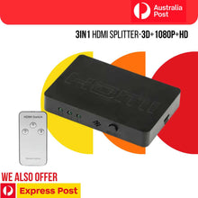 Load image into Gallery viewer, HDMI Splitter 3 Port Hub Box Auto Switch 3 In 1 Out Switcher 3D 1080p HD Unbranded