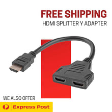 Load image into Gallery viewer, HDMI Splitter Y Adapter 1 Male To Dual HDMI 2 Female Cable Adapters Full HD 1080p Unbranded
