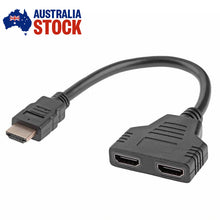 Load image into Gallery viewer, HDMI Splitter Y Adapter 1 in 2 Out Dual Output Cable Adapters Full HD 1080p