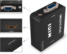 Load image into Gallery viewer, Mini VGA to HDMI Video Adapter Cable Converter with Audio Full HD 1080P with extra VGA TO VGA cable Unbranded