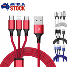 Load image into Gallery viewer, 3-in-1 Micro USB Type C Apple 8-Pin Compatible Charging Cable Adapter