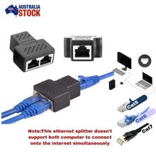 Load image into Gallery viewer, RJ45 Ethernet Splitter Adapter – Dual LAN Port Connector for CAT5/CAT6/CAT7 Network Cables (AU Stock)