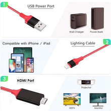 Load image into Gallery viewer, 2M Apple 8-Pin to HDMI Digital TV Adapter Cable For iPhone 14 13 12 11 Pro XS iPad