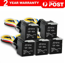 Load image into Gallery viewer, 12V 40 Amp Car SPDT Automotive Relay DC 5 Pin 5 Wires with Harness Socket Unbranded