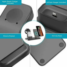 Load image into Gallery viewer, 3-in-1 QI Wireless Charger Charging Station Dock Stand for Apple Watch / iPhone/ AirPods - Black Unbranded