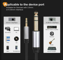 Load image into Gallery viewer, 3.5mm To 6.5mm 6.35mm 1/4 inch Stereo Amplifier Guitar Cable Audio Lead Unbranded