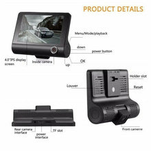 Load image into Gallery viewer, 4" LCD 1080P FHD Car DVR 3 Lens Camera Revising Recorder Dash Cams Night Vision Unbranded