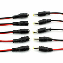 Load image into Gallery viewer, 5 pair 12V 5.5mmx2.1mm Male+Female DC Power Socket Jack Connector Cable Plug Wire Unbranded