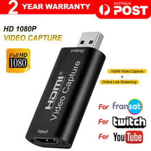 Load image into Gallery viewer, HDMI Video Capture Card USB 2.0/1080p HD Recorder for Video Live Streaming Game Unbranded