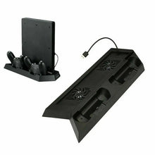 Load image into Gallery viewer, Playstation PS4 & Slim 3in1 Vertical Stand Dock Controller Cooling Fan Charger Unbranded