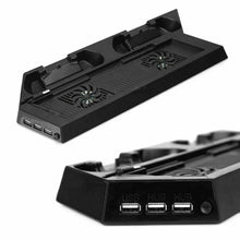 Load image into Gallery viewer, Playstation PS4 & Slim 3in1 Vertical Stand Dock Controller Cooling Fan Charger Unbranded