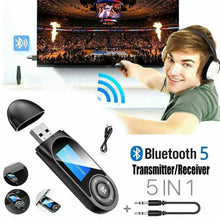 Load image into Gallery viewer, USB Bluetooth 5.0 Transmitter Receiver Audio Adapter AUX 3.5mm TV CAR PC Speaker Unbranded