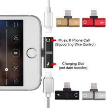 Load image into Gallery viewer, iPhone Lightning Audio + Charge 2-in 1 Dual Mini Adapter For iPhone 7/7 Plus/6/6 Plus/6S/5/5S/8/X One Click Shop Australia
