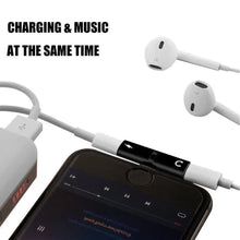 Load image into Gallery viewer, iPhone Lightning Audio + Charge 2-in 1 Dual Mini Adapter For iPhone 7/7 Plus/6/6 Plus/6S/5/5S/8/X One Click Shop Australia