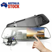 Load image into Gallery viewer, 4.3&quot; Rear View Mirror Dash Car Reverse Camera Kits Double Cam FHD 1080P