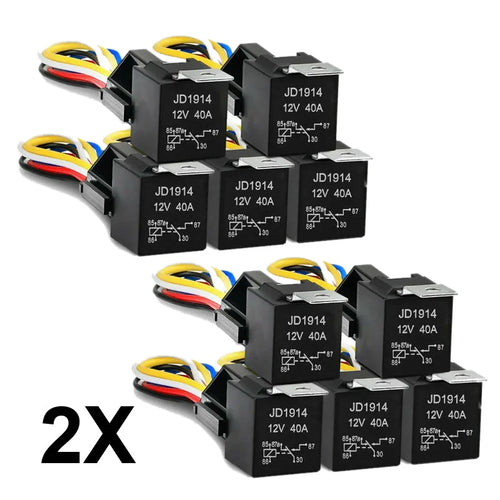 10PCS 12V 5Pin 40A Car Automotive Relay SPDT 5 Wires with Harness Socket Unbranded