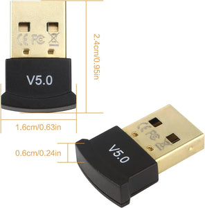 NEW 2024 Round USB Bluetooth Adapter 5.0 Bluetooth Dongle Receiver Transmitter for Windows 7/8/8.1/10/11 Unbranded