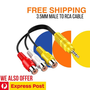 2X 3.5mm Male to RCA Female Cable Composite Stereo Audio AV Adapter Cord