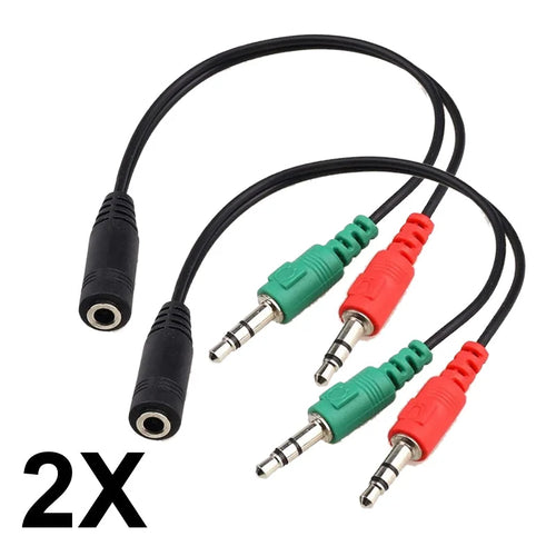 2X 3.5mm Splitter Jack Audio Male to 2 Female Mic Headset Adapter Cable Convertor Unbranded
