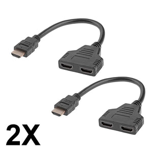 2X HDMI Splitter Y Male Port To Dual HDMI Port Female Cable Adapters Full HD 1080p Unbranded