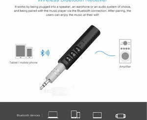 2X Wireless Car Adapter Stick Audio Bluetooth Receiver 3.5mm AUX Audio Music Stereo Home