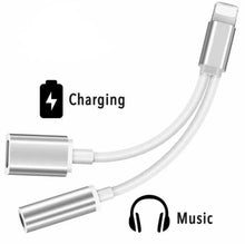 Load image into Gallery viewer, 2in1 iPhone Lightning Charging and 3.5mm Headphone Audio Adapter Splitter Cable