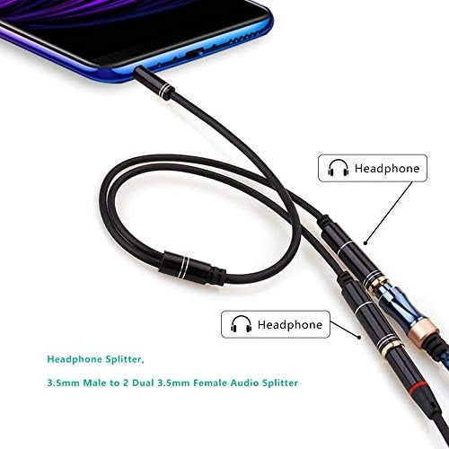 3.5mm Audio Splitter Cable For Computer Jack 3.5mm to 2 Female Y Splitter AUX Cable Amplifier Adapter Unbranded