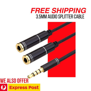 3.5mm Audio Splitter Cable For Computer Jack 3.5mm to 2 Female Y Splitter AUX Cable Amplifier Adapter Unbranded