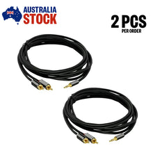 Load image into Gallery viewer, 2pcs 3.5mm Audio AUX Stereo to 2 RCA Male Y Cable Converter Adapter Connector