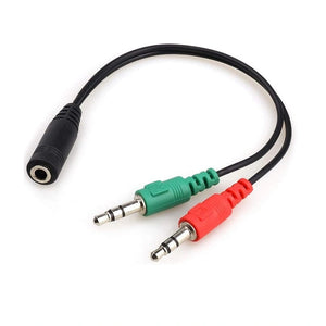 3.5mm Splitter Jack Audio Male to 2 Female Mic Headset Adapter Cable Convertor Unbranded