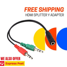 Load image into Gallery viewer, 3.5mm Splitter Jack Audio Male to 2 Female Mic Headset Adapter Cable Convertor Unbranded