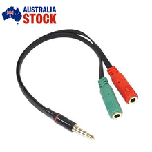 Load image into Gallery viewer, 3.5mm Splitter Jack Audio Male to 2 Female Mic Headset Adapter Cable Convertor