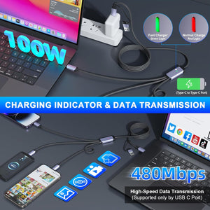 100W MFI Certified Charging Cable USB to USB C Micro USB iPhone Android Charger