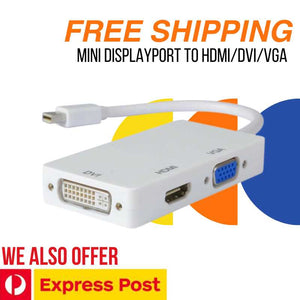3in1 Mini DP Multi Converter Thunderbolt DisplayPort to HDMI DVI VGA Adapter for iMac Mac Book Air Unbranded