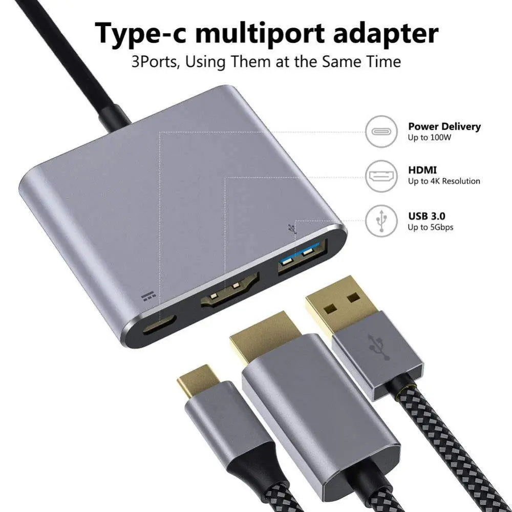Type-C Adapter 3 in 1 (HDMI 4k +Usb 3.0+Type-c)