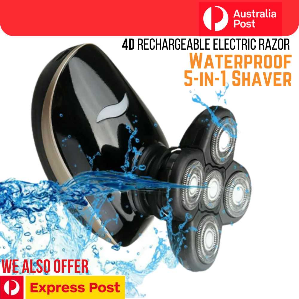 4D Rechargeable Electric Razor Shaver 5-in-1 Rotary Grooming Kit Trim ...